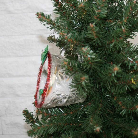 HAND CRAFTED Christmas Ornament Upcyled Vintag Glass Teacup Candle Scene Red - Picture 3 of 10